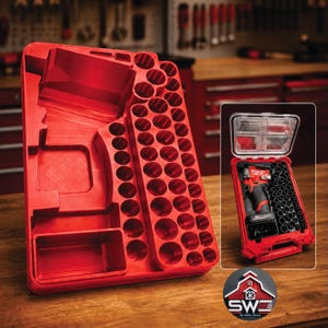 Packout Insert Organizer Compatible with Milwaukee 48-22-8435 for M12 Stubby 3/8 Impact Wrench and 43PC Socket Set