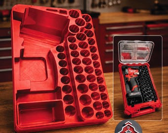 Insert Organizer Compatible with Milwaukee Packout 48-22-8435 for M12 Stubby 3/8 Impact Wrench and 43PC Socket Set