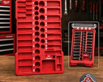 Insert Organizer Compatible with Milwaukee Packout 48-22-8436 for 3/8 in 43PC Impact Socket Set