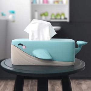 Bubbles the Whale Tissue Box Cover – Ocean Decor for Bathroom, Nursery or Office