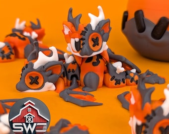 Halloween Mini Dragon & Egg – Articulated Collectible