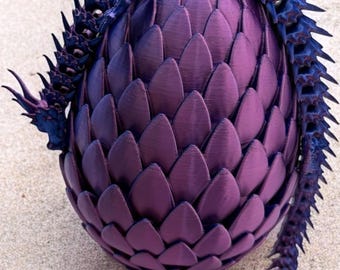 Neon Blaze Dragon with Matching Egg | Articulated Dark Blue & Magenta Dragon | Collectible Neon Decor