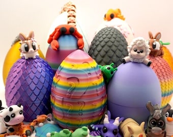 Mystery Egg with 5 Articulated Animals – Surprise Collectible Creatures, 3D-Printed Fidget Companion