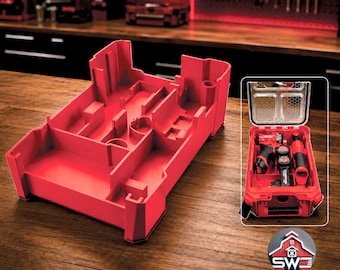 M12 Gen 2 Impact Wrench & Ratchet with Battery Storage Insert Organizer for Milwaukee Packout 48-22-8435