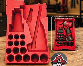 Insert Organizer Compatible with Milwaukee Packout 8435 for M12 Stubby 1/2 Impact Wrench and 14PC 1/2 Socket Set