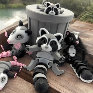 Raccoon Fox Skunk Opossum Trash Animals | Articulated Fidget Toys Large bundle | fun and interactive perfect for all ages