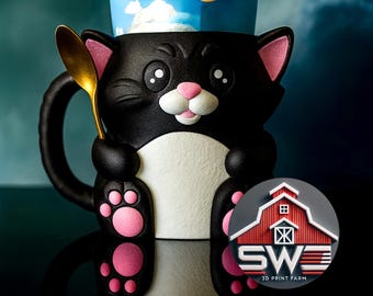 Eisbecher Halter Mit Katzen Design - Wiederverwendbarer Dessert Becherhalter Mit Löffel