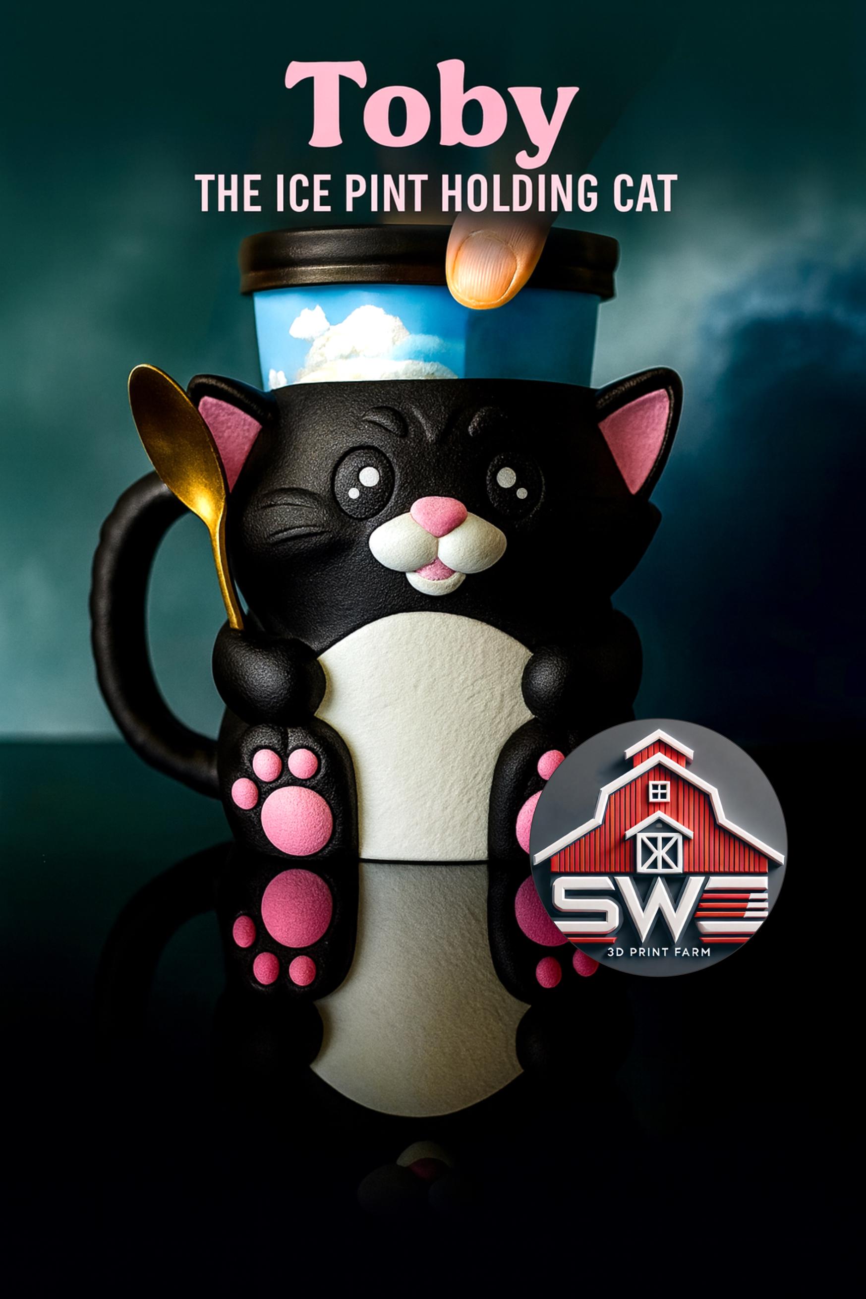 Leo the Cuddles Cat Ice Cream Pint Holder With Snack Drawer - Etsy