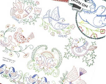 Aunt Martha's - Bird Iron-on Embroidery Patterns - Stitcher's Revolution - #26 Fanciful Birds