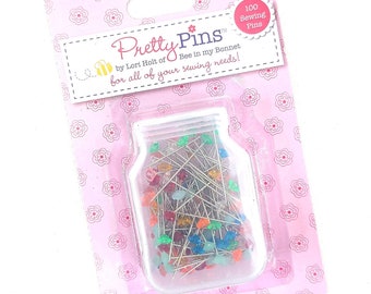 Pretty Pins by Lori Holt - Riley Blake Notions - Sewing Pins - Sewing Notions - Bee in My Bonnet - 100 Sewing Pins - Pretty Sewing Pins
