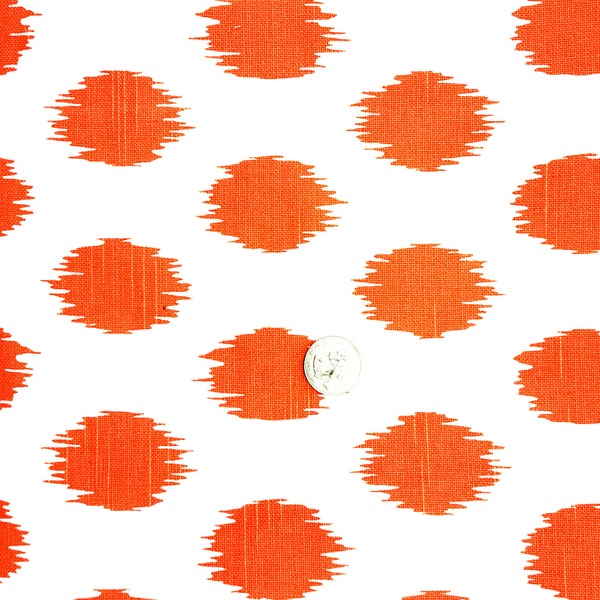 Fabric - Orange and White Cotton Fabric - Ikat - Premier Prints - Jo Jo Tangelo Slub - Lightweight Upholstery