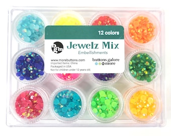 Rhinestones - Jewelz Mix Embellishments - Jewels - 12 Colors - Jelly Bottom Rhinestones - Craft Jewels - Brights Mix - Jewel - Arts Crafts