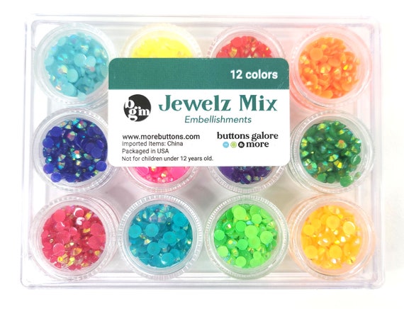 Rhinestones Jewelz Mix Embellishments Jewels 12 Colors Jelly Bottom  Rhinestones Craft Jewels Brights Mix Jewel Arts Crafts 