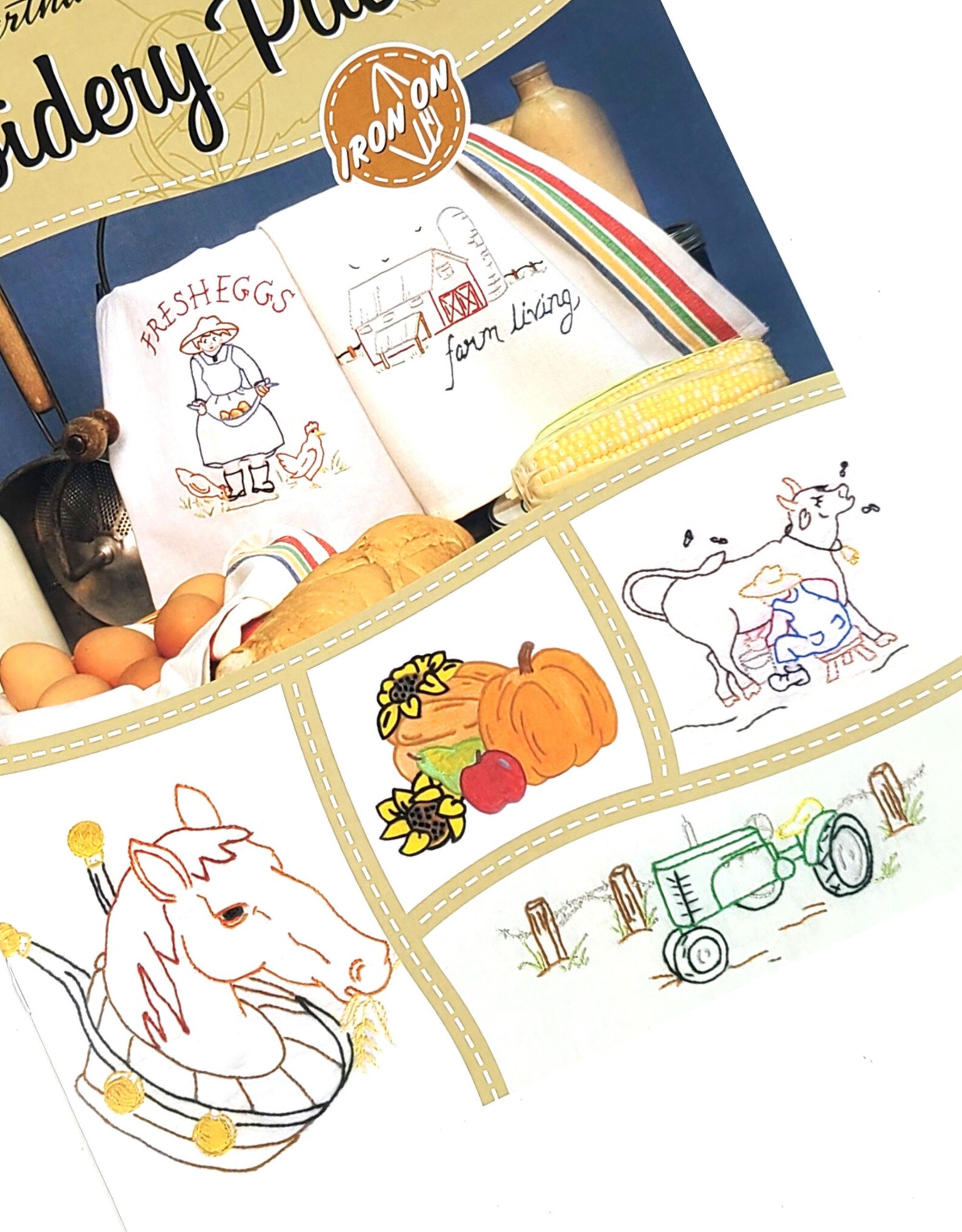 Aunt Martha's Book of Embroidery Patterns - #404 Farm Living - 8 Page ...