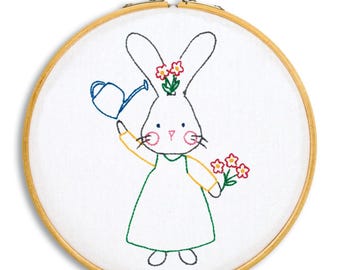 Bunny Cross Stitch Kit - Jack Dempsey - Embroidery - 6 inch Hoop Kit - 6" Hoop