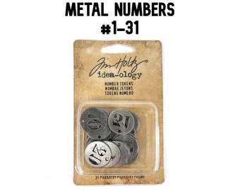 Metal Number Tokens - #1-31 - Tim Holtz - Idealogy - Metal Numbers - Number Coins
