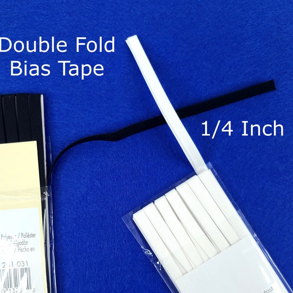 Bias Tape Double Fold 1/4 Inch Wide - Black - White - Bias Tape - Sewing Notions