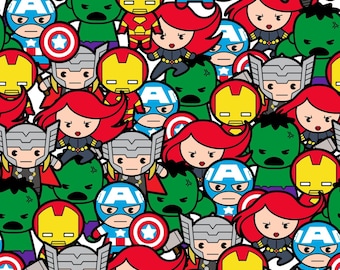 Tela Marvel - Tela 100% algodón - Los Vengadores - Iron Man - Hulk - Thor