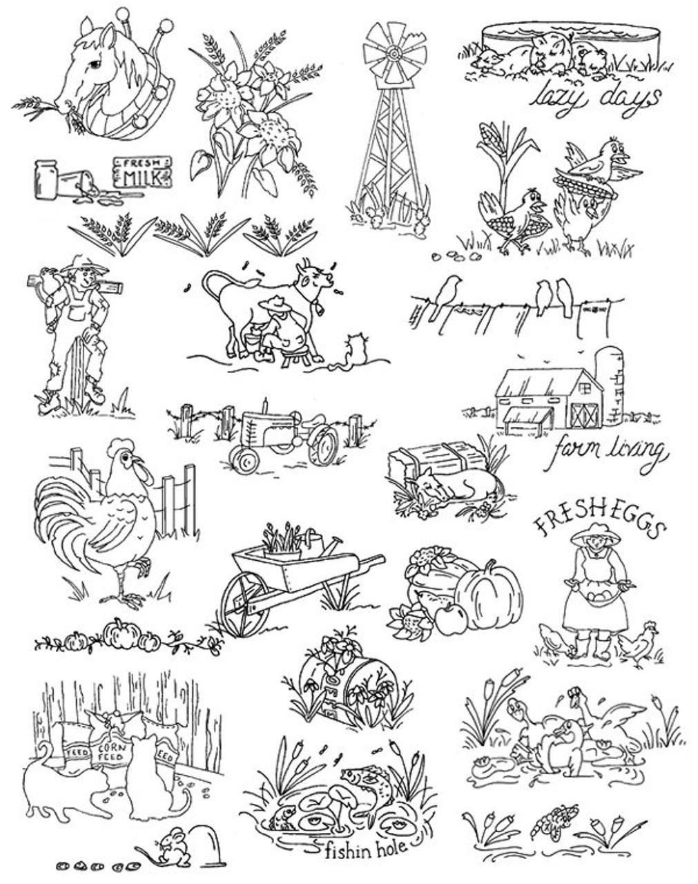 Aunt Martha's Book of Embroidery Patterns - #404 Farm Living - 8 Page ...