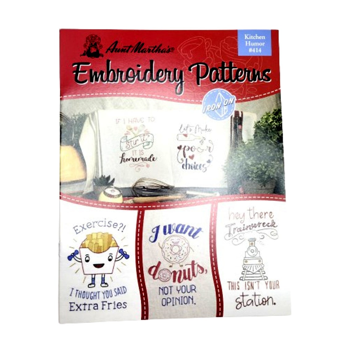 Aunt Martha's Book of Embroidery Patterns - #414 Kitchen Humor - Iron ...