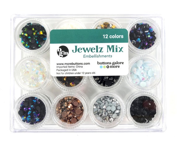 Jewelz Mix Embellishments Jewels 12 Colors Jelly Bottom