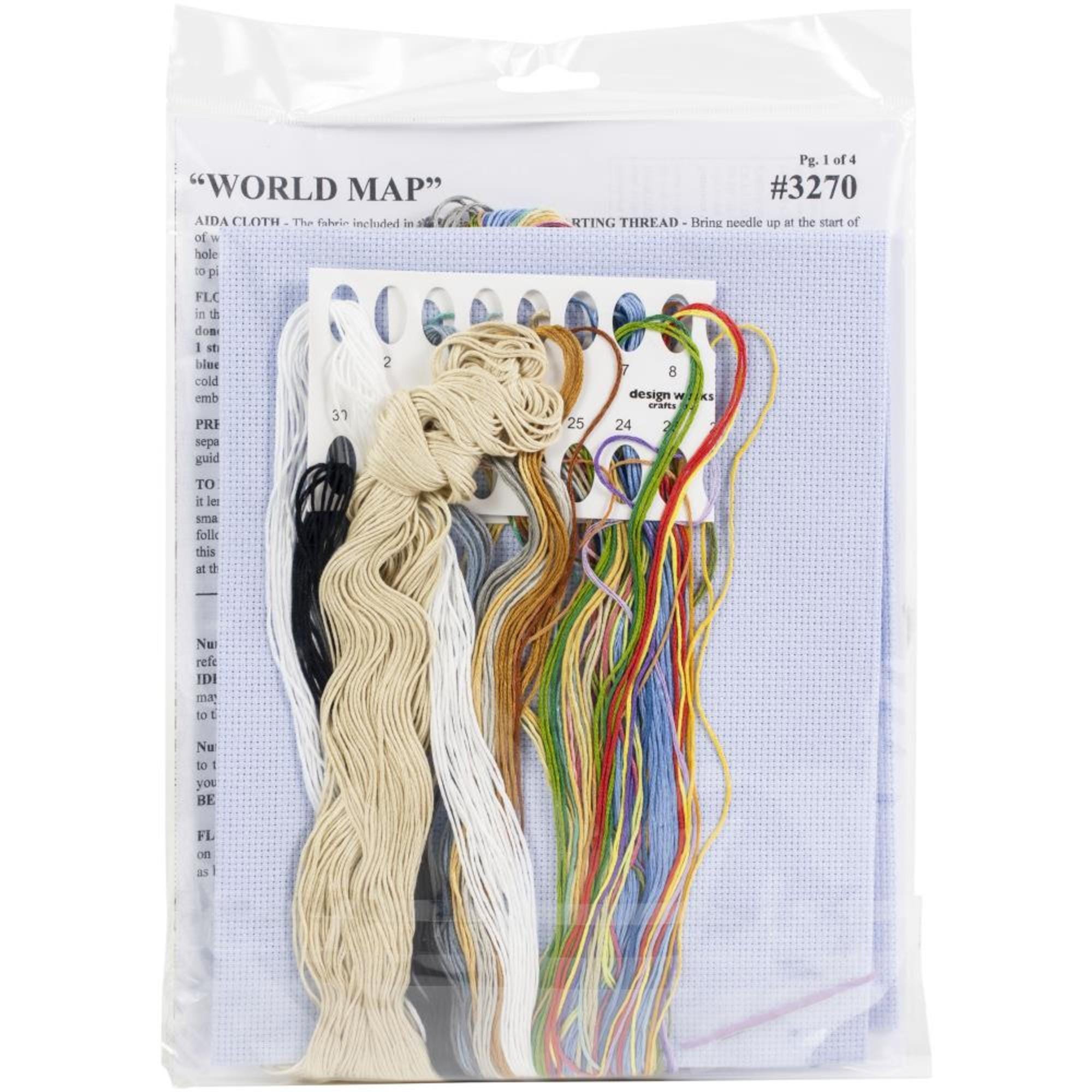 World Map - 18" X 24" Counted Cross Stitch Picture Kit - Design Works ...