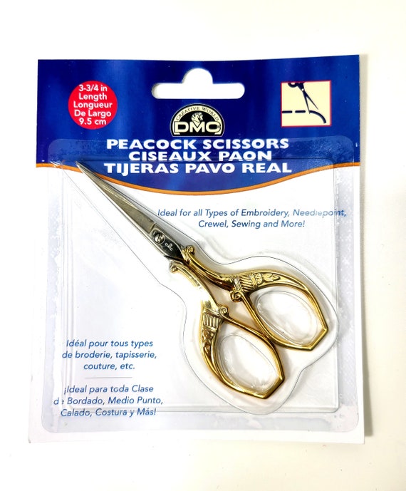 Embroidery Scissors - DMC Peacock Scissors - Sewing Scissors - Embroidery -  Needlepoint - Crewel - 3.75 inch length - Quality Steel Blades