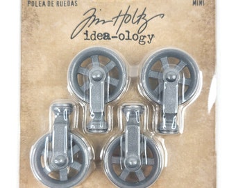 Wheels - Mini Pulley Wheels - Tim Holtz - Idealogy - 4 Wheels -