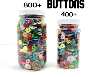 Buttons - Jar of Buttons - 800+ - 400+ - Jar of Buttons - Stash Destash - Assorted - Craft Buttons - Sewing Buttons - Supplies