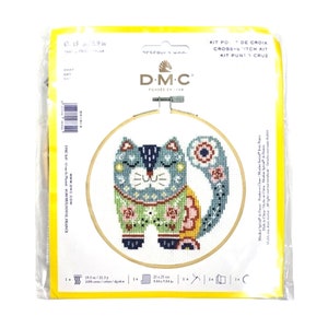 Cat Cross Stitch Kit - DMC - 14 Count - Beginners - Kitty - Kitten