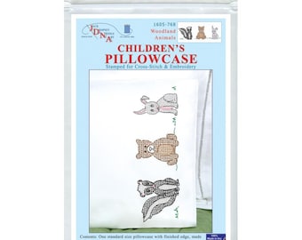 Funda de almohada con animales del bosque - Jack Dempsey - Punto de cruz - Funda de almohada infantil estampada - Bordado