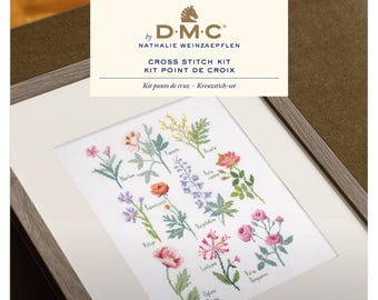 Kit de punto de cruz con muestrario botánico - DMC Mindful Making - Nathalie Weinzaepflen