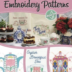 Aunt Martha's Book of Embroidery Patterns - #413 Tea Time - 8 Page Book - Iron-On Embroidery - Iron On Patterns