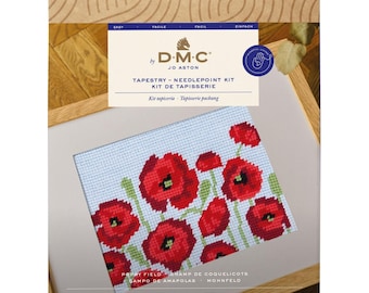 Campo de amapolas - DMC - Kit de bordado para tapiz - Jo Aston