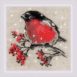 Winter Guest Cross Stitch Kit - Riolis 2132 - Bird - 14 Count