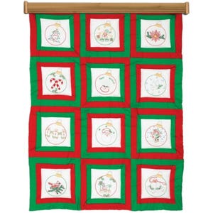 Ornaments 9&quot; x 9&quot; Quilt Blocks - Set of 12 - JDNA - Jack Dempsey - Christmas