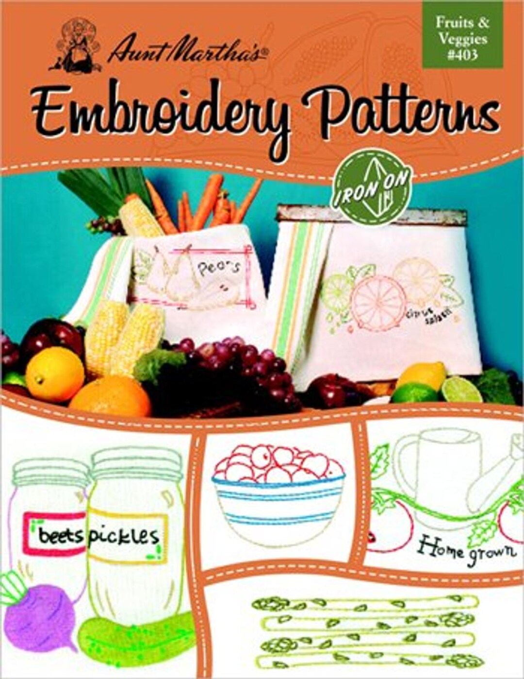 Aunt Martha's Book of Embroidery Patterns - #403 Fruits & Veggies - 8 ...