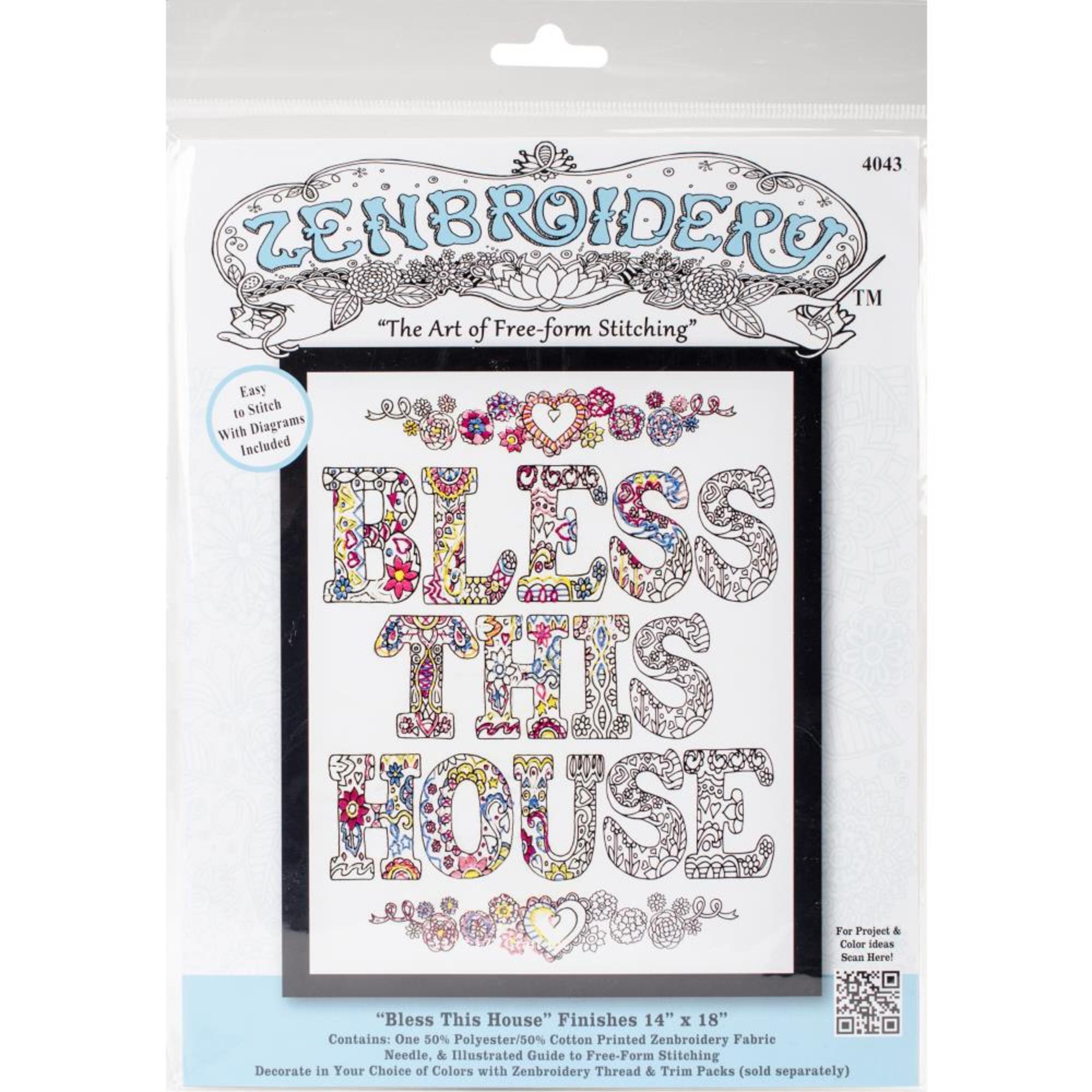 Zenbroidery - Bless This House - Free-form Stitching - Cotton
