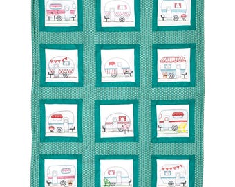 Happy Campers 9" x 9" Quilt Blocks - Set of 12 - JDNA - Jack Dempsey