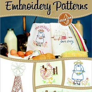 Aunt Martha&#39;s Book of Embroidery Patterns - #404 Farm Living - 8 Page Book - Iron-On Embroidery - Iron On Patterns