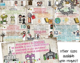 Articles of Faith in SPANISH 1-13 poster size 8x12 OR 4x6