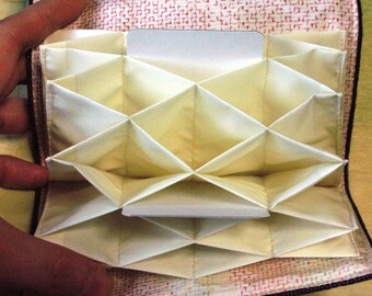 HALF PRICE! Kimono Fabric Card Case Card Organizer Accordion Fold Card Case Purple HANDMADE