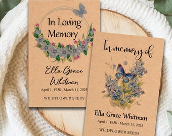 Custom Forget-Me-Not Memorial Seed Packets: Celebration of Life Favors