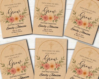First Holy Communion Wildflower Seed Packets | Personalized Party Favors | Baptism & Religious Celebration Keepsakes