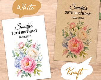 Personalized Birthday Seed Packets, Wildflower Favors, Custom Bridal Shower Gifts