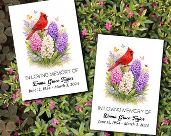 Cardinal Hyacinth Memorial Seed Packets | Personalized Funeral Keepsake, Living Tribute