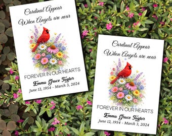 Cardinal Wildflower Memorial Seed Packets | Funeral Keepsake, Sympathy Gift, Nature Tribute