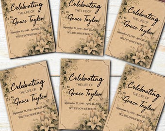 Personalized Memorial Wildflower Seed Packets, Forever in Our Hearts Sympathy Keepsake
