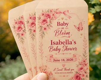 Custom Wildflower Seed Packet Favors | Baby Shower, Baby in Bloom Keepsakes | Personalized Party Favors for Guests