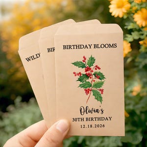 Personalized Birthday Seed Packet Favors: Kraft Paper Wildflower Seeds
